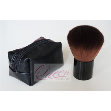 Brosse Kabuki en silicone synthétique noir de 30 mm avec pochette